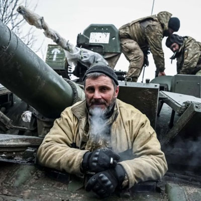 Pro-Ukrainian soldiers near Lyman, Ukraine, December 2022