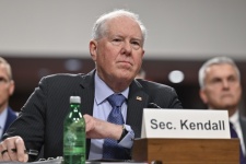 Secretary of the Air Force Frank Kendall testifying before the Senate Armed Services Committee
