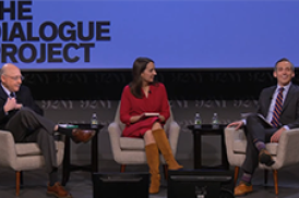 Seated left to right: Barry Posen, Kristine Berzina, and moderator Nick Schifrin