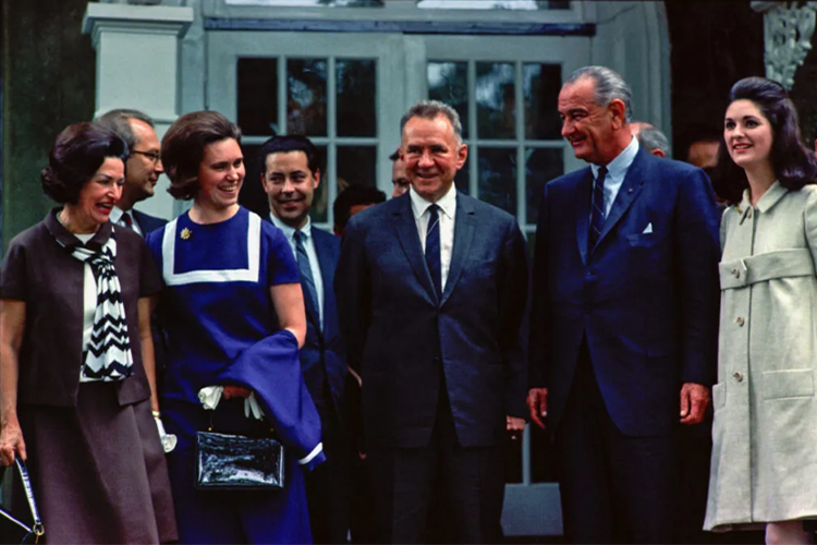 US President Lyndon Johnson with Soviet Premier Alexei Kosygin during the Glassboro Summit Conference in New Jersey. Nuclear arms control—the use of diplomacy and negotiation rather than armaments to address security threats—has strong roots in Johnson’s June 1967 summit with Soviet Chairman Alexei Kosygin in Glassboro, New Jersey. The summit served to initiate expert-level talks addressing antiballistic missile systems and strategic arms. (Credit: Kevin Smith/US Government)