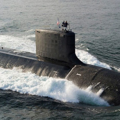 A submarine on the water
