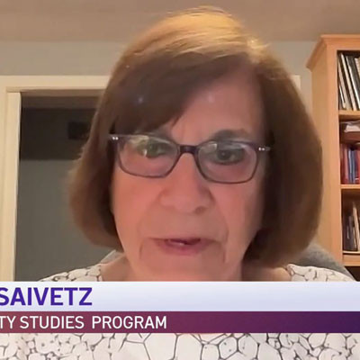 Carol Saivetz in a zoom meeting