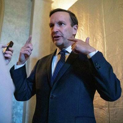 US Senator Murphy speaking to reporters