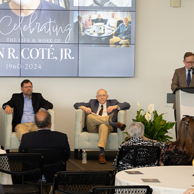 Panelists for Owen Cote Memorial: (L to R) Caitlin Talmadge, Austin Long, Phil Haun, Barry Posen, and M. Taylor Favel