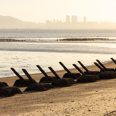 Antilanding spikes on the beach Kinmen of Taiwan