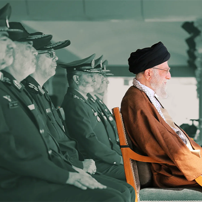 After air strikes on Iran's nuclear infrastructure and decapitation strikes on senior military, political, and scientific officials, Supreme Leader Ayatollah Ali Khamenei must decide whether to listen to hardliners in Tehran pushing for a testable nuclear weapon or moderates still seeking international legitimacy of Iran's nuclear energy program. (Credit: Office of the Iranian Supreme Leader / Khamenei.ir, modified by François Diaz-Maurin)