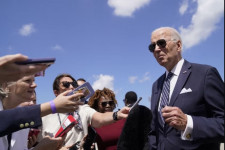 U.S. President Joe Biden speaks to the press on Thursday before departing for Camp David