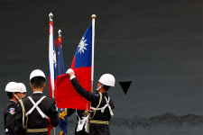 Military honor guards fix Taiwan's flag during Taiwan Navy's open day event for the public at Yilan, Taiwan March 20, 2025. REUTERS/ Ann Wang