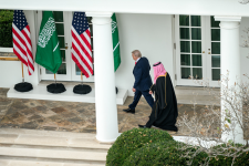 President Donald Trump and Saudi Crown Prince Mohammed bin Salman walk together at the White House on Nov. 18, 2025. Photo credit: Molly Riley/White House via Flickr; Public Domain.